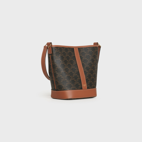 SMALL BUCKET IN TRIOMPHE CANVAS AND CALFSKIN TAN - Image 2